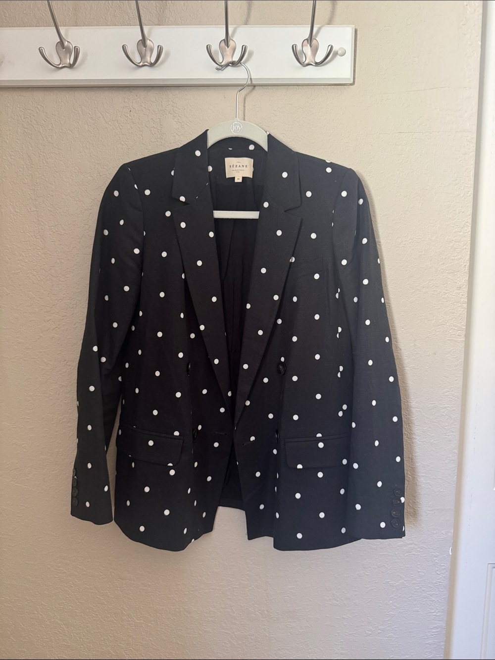 Sezane Christie Jacket Black Polka Dots Size 36
